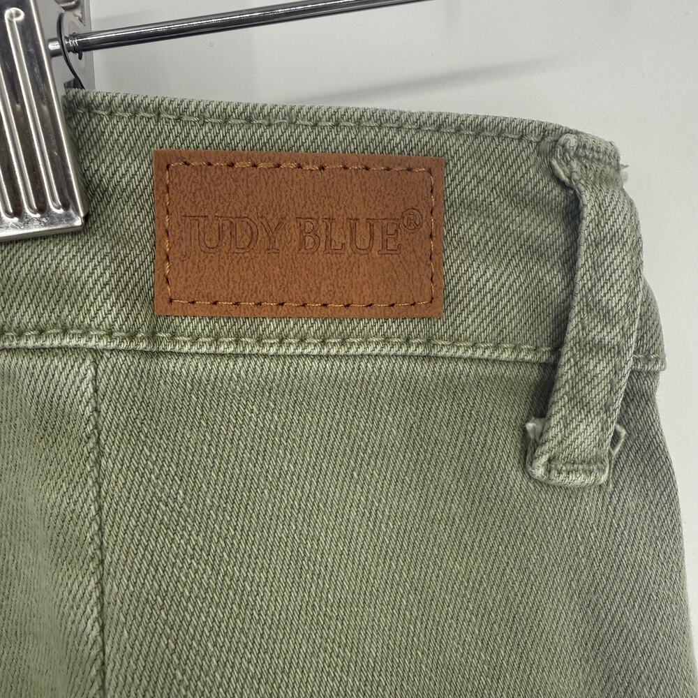 Judy Blue Greenwich Front Seam Straight Fit Wide Bottom Jeans Size 11/30 Sage - Picture 4 of 10